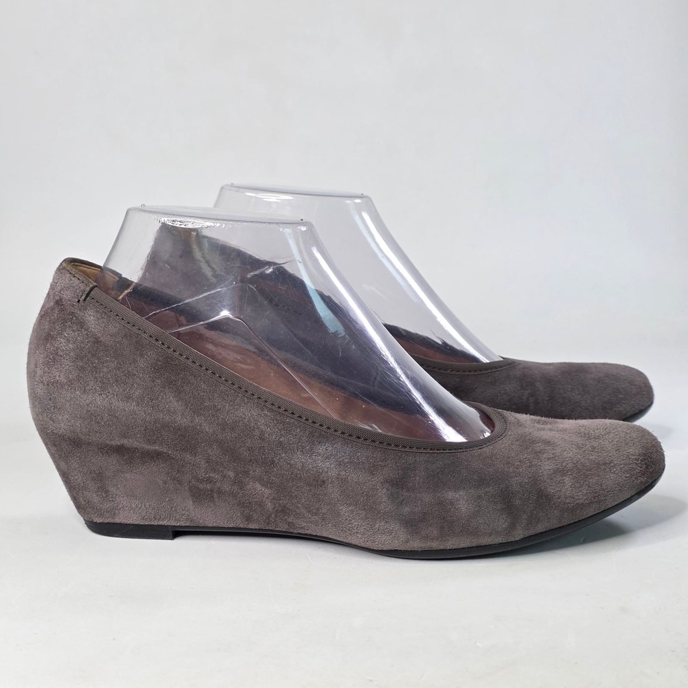 Gabor Sacchetto Women's Size 8 UK 5.5 Gray Suede Wedge Pumps Shoes Portugal